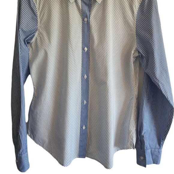 Calvin Klein Blue and White Button Front Top - Picture 2 of 6